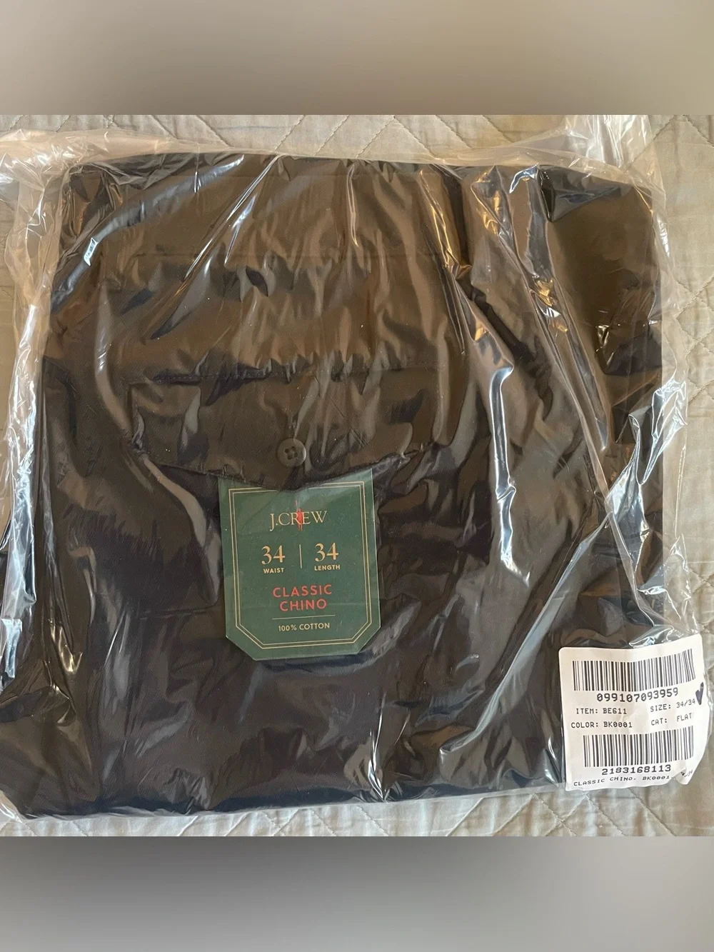 J. CREW Classic chino pant in Black Size 34/34 NWT $98 BE611